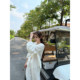 Tencel linen lace blouse ແບບເກົາຫຼີ