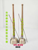 Qing Qing Qing Taiwanese green sandalwood straight pole lead chime medium copper plus silver) Buddhist supplies Shanyuan Hall