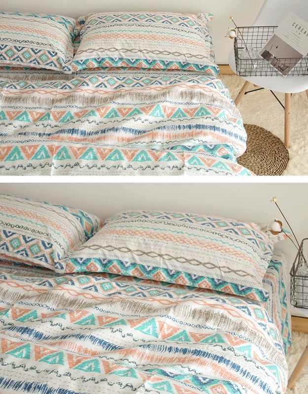 Fresh gió quốc gia totem hình học cotton vẽ tay twill bed quilt vỏ gối đơn mảnh có thể được trang bị bốn bộ