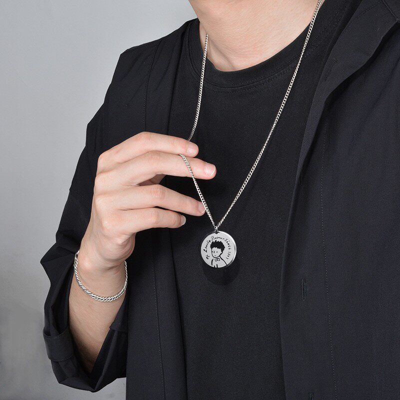 New Korean version of the little prince round card pendant pendant simple hip-hop princess necklace men and women titanium steel cartoon accessories