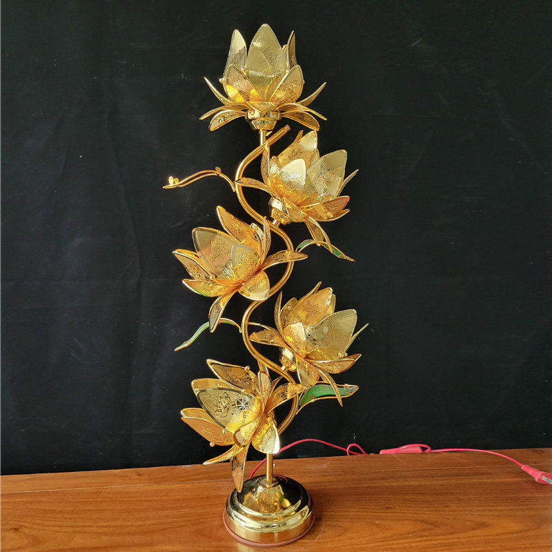 Buddha offering lamp temple Buddhist hall Buddha front Changming offering Buddha lamp five-pin colorful red lotus lamp Guanyin lamp crystal lamp