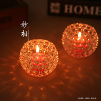 Wonderful Buddha with ghee lamp long light Candlestick Candlestick transparent refraction beautiful light and shadow perfect candlestick