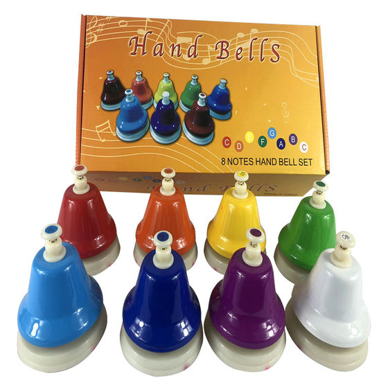 Free shipping Orff musical instrument eight-tone bell, eight-tone lesson bell, eight-tone lesson bell, hand-ringing the bell, ringing the bell