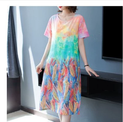 2019 mới to lớn xóa tằm nặng lụa chống mùa lụa A-line nữ quốc gió mùa hè dài phần - A-Line Váy