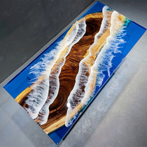 Epoxy resin river table ocean table walnut large board coffee table tea table tea table transparent log board table top