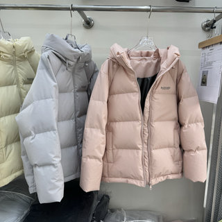 2025 Winter New Korean Workwear down Jacket for Women, Short Hooded Loose Thickened 95% White Duck down Puffer Coat
