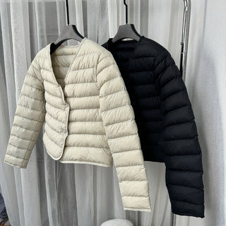 High-Quality 90% White Duck down Lightweight V-Neck down Jacket Inner Layer, Warm and Slim-Fitting Ultra-Short down Coat, Versatile