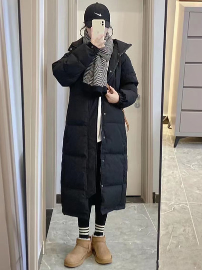 2025 New Thickened Long Down Jacket Women's High-End White Duck Down Slim Fit Northeastern Over-the-Knee Warm Jacket