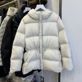 2025 Winter Cloud Puff down Jacket for Women, Petite Mid-Length Hooded Slimming Thickened Puffer Coat