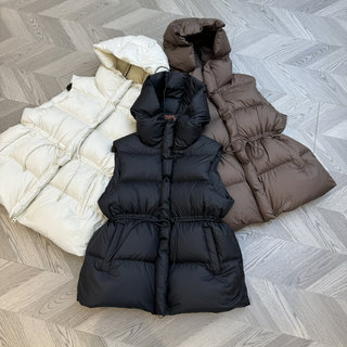 2025 New Style Puff down Vest for Women, Waist-Cinching Drawstring, Thickened and Warm, 90% down Jacket, Sleeveless Vest for Winter