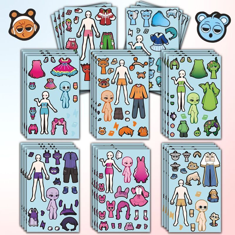 Extra-Large 24-Piece New Rhythm Box Sprunki Dress-Up Stickers for Children, Educational, No-Cut Self-Adhesive Stickers