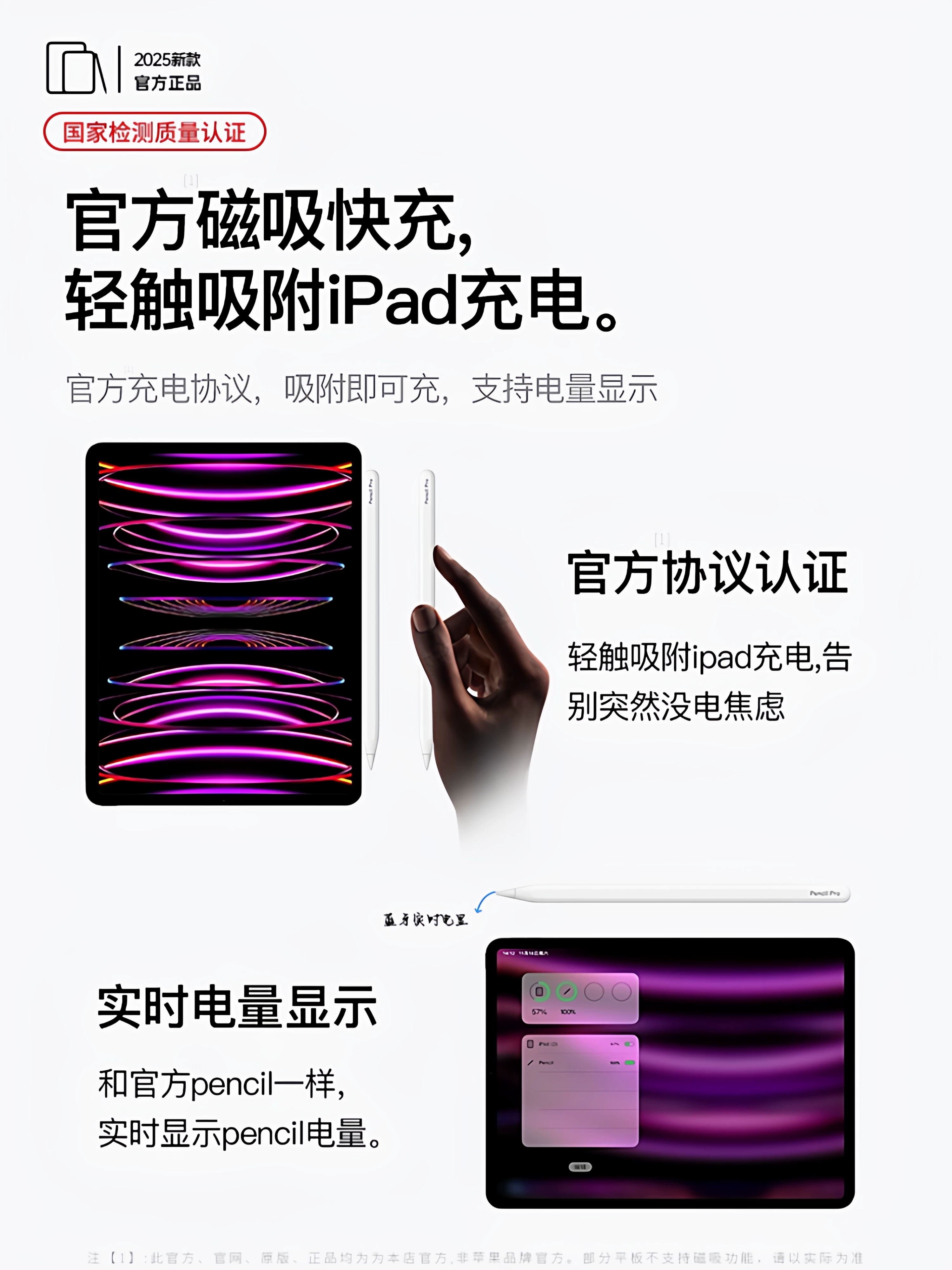 Подходящий стилус для Pencil Pro второго поколения совместимый с сенсорным пером, магнитная зарядка, iPad, стилус Air