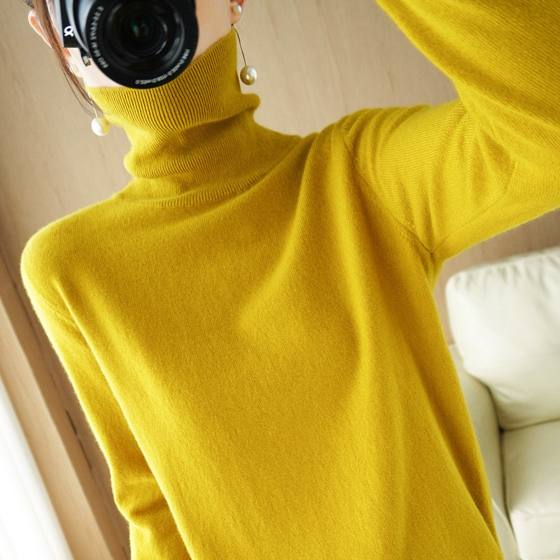 Turtleneck sweater women's 2021 autumn and winter new simple short pullover sweater cashmere knitted bottoming shirt all-match