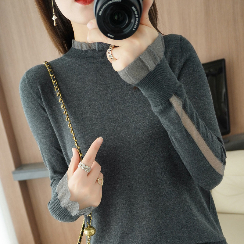 Thin lace elastic wool sweater 2022 new design sensation of small sweater knit sweater