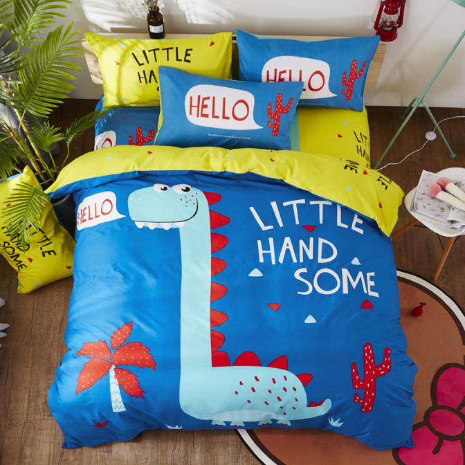 Children's four-piece cotton boy cotton quilt cover bed sheet person 1 2 m girl cartoon three-piece bedding