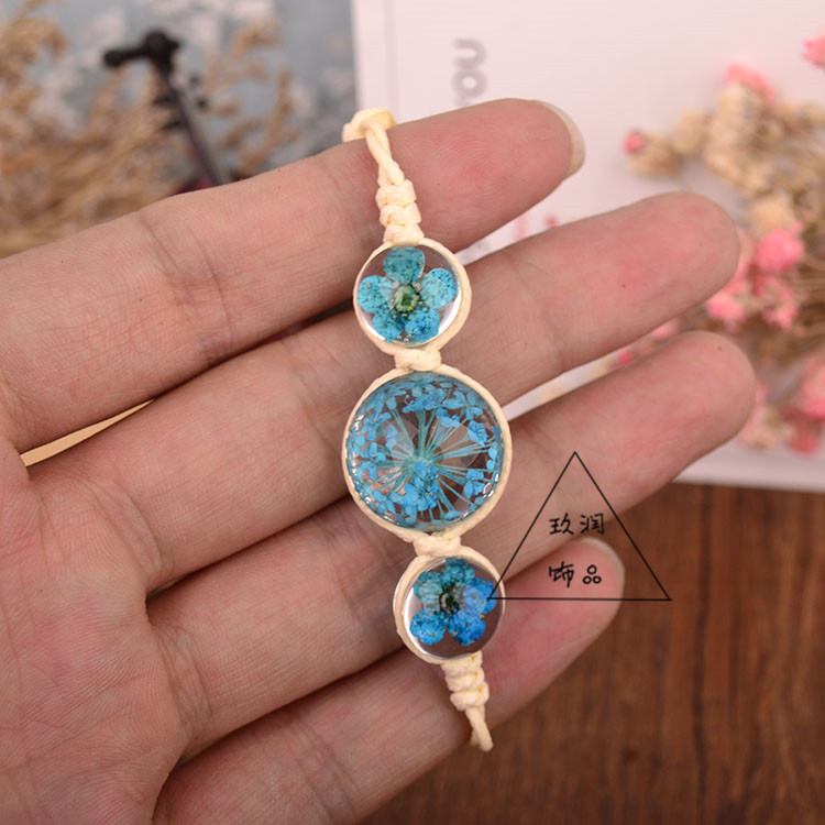 Phong cảnh vòng tay Sen Girl Hoa vĩnh cửu Hoa thật tổng hợp Vòng tay nóng Thời gian Gem Daffodil vòng đá mắt hổ