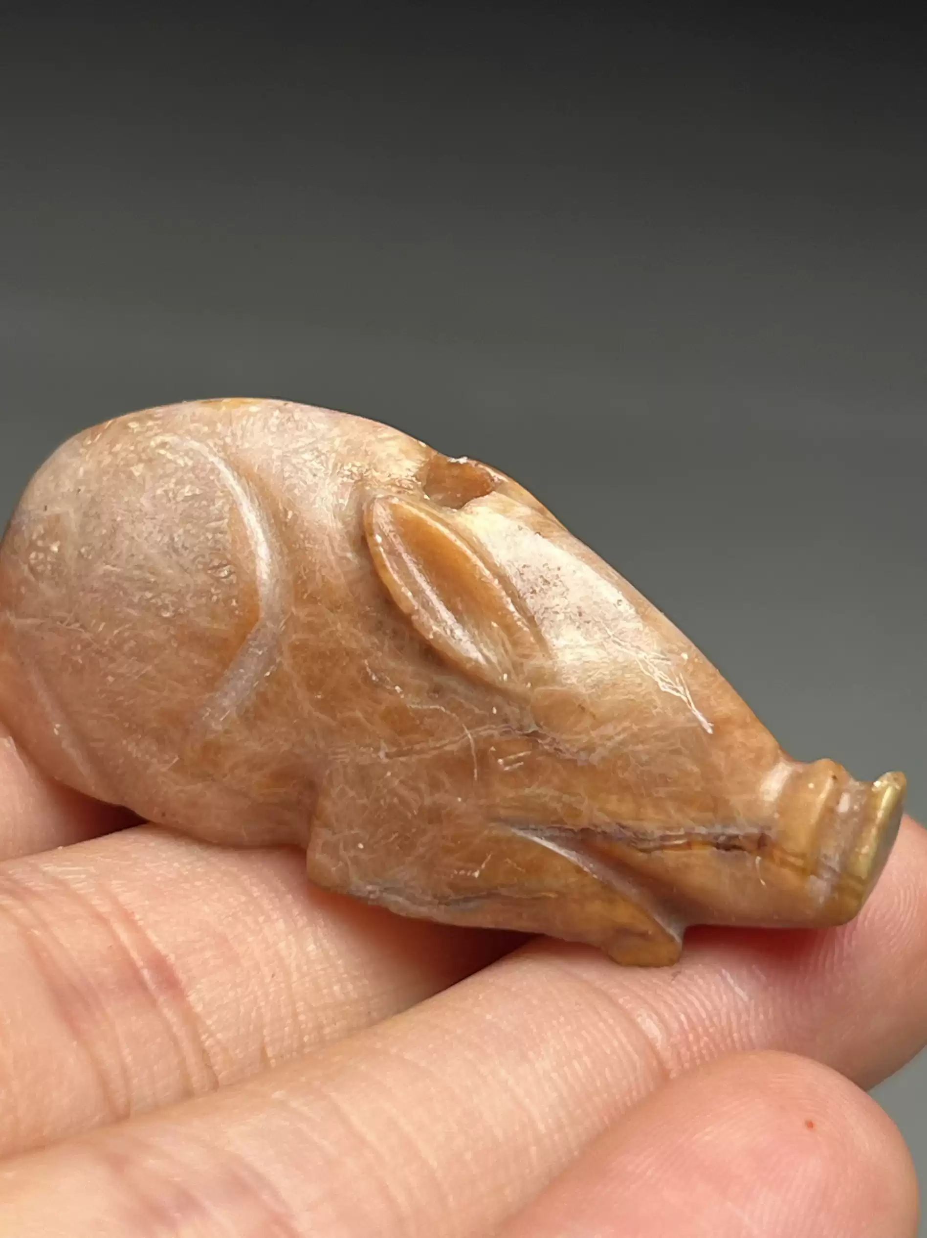 高古玉老玉和田玉精品春秋战国蟠螭纹玉勒子古董艺术品玉器收藏