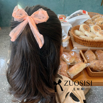 Childrens cute bow hairclip girl Net Red fashion side clip hair card gauze dot top clip