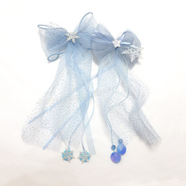21-year new ice and snow princess blue bow veil girl Queen snowflake ribbon hairpin children hairclip