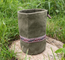 52bushcraft Outdoor Sami style storage bag Canvas storage bag Sundries bag Cowhide tag