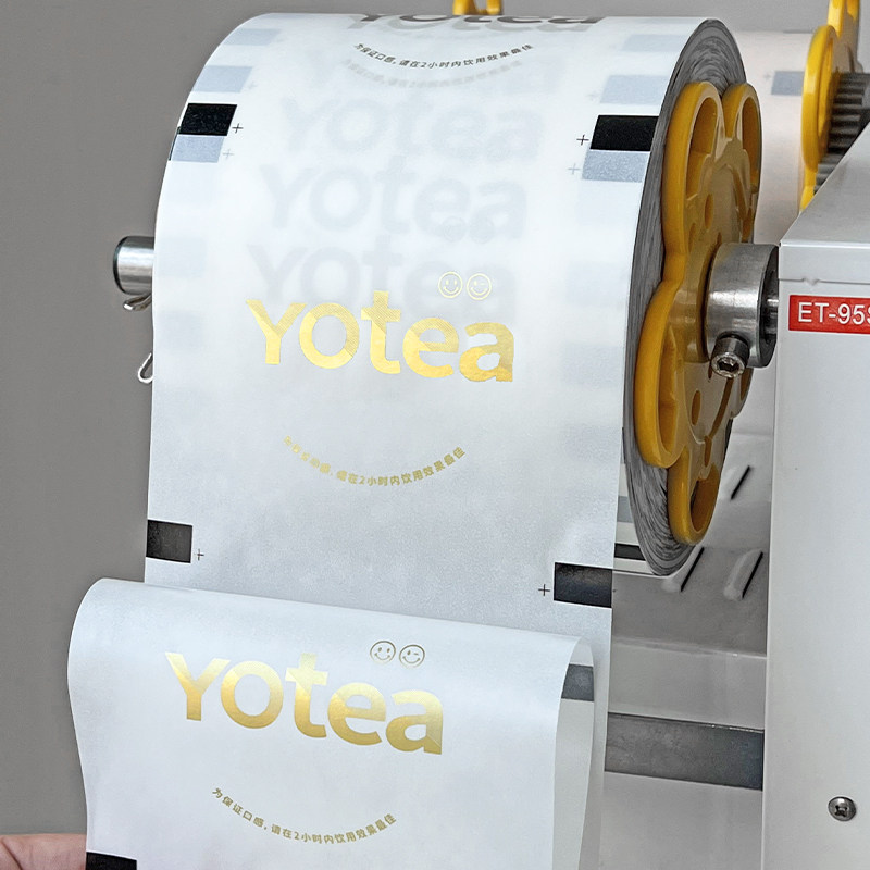 Hot stamping disposable milk tea sealing film paper-plastic dual-use 90-95 thickened sealing cup paper film commercial custom logo