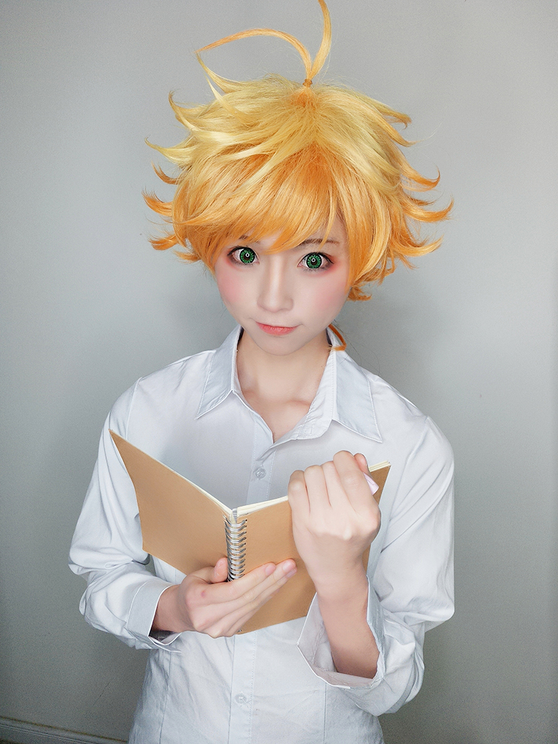 Anime The Promised Neverland Emma Cosplay Wig Short Curly Hair 