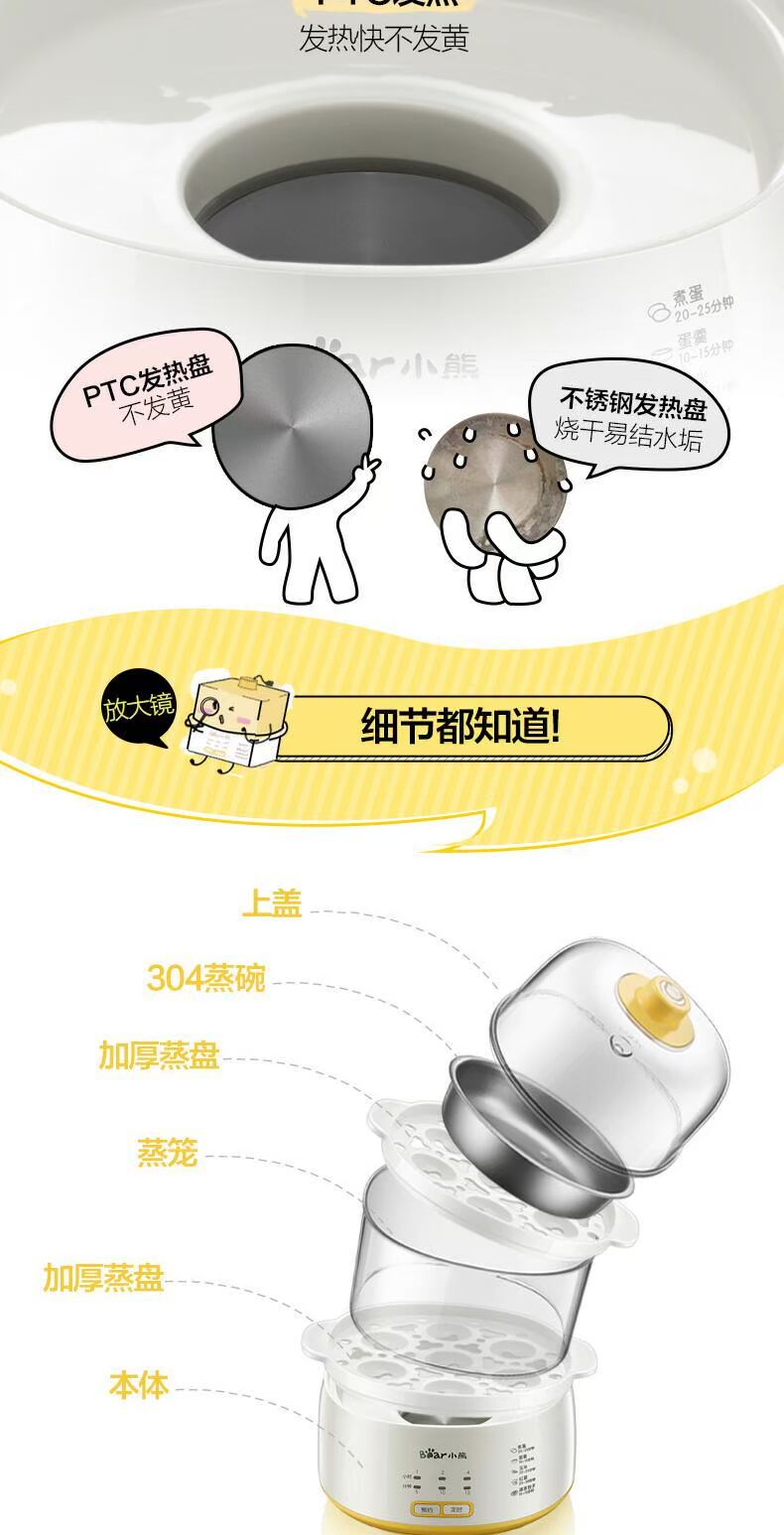 Trứng luộc chín tự động tắt trứng hấp hai lớp hẹn giờ về nhà hấp trứng đa năng ca nấu mì bằng điện