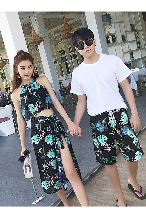 Cặp đôi đồ bơi nữ nước hoa nhỏ thời trang gợi cảm chia mảnh ba mảnh bảo thủ mùa xuân nóng bỏng áo tắm Hàn Quốc 	đồ đôi maxi đi biển