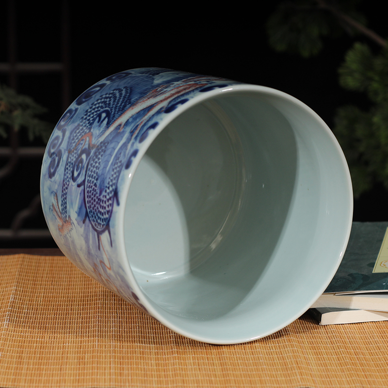 Blue and white porcelain dragon pattern censer temple temple statues furnishing articles present dragon WenXiangLu jingdezhen porcelain art