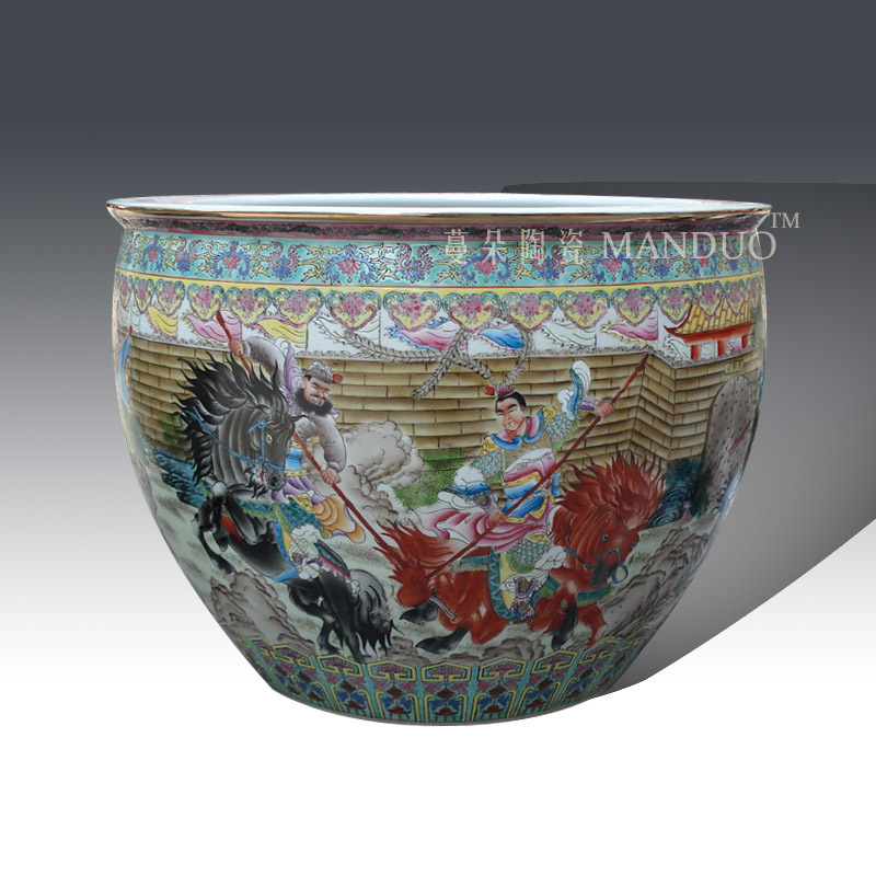 Jingdezhen hand - made pastel three British war lyu3 bu4 ceramic VAT boutique hand - made famille rose porcelain crock