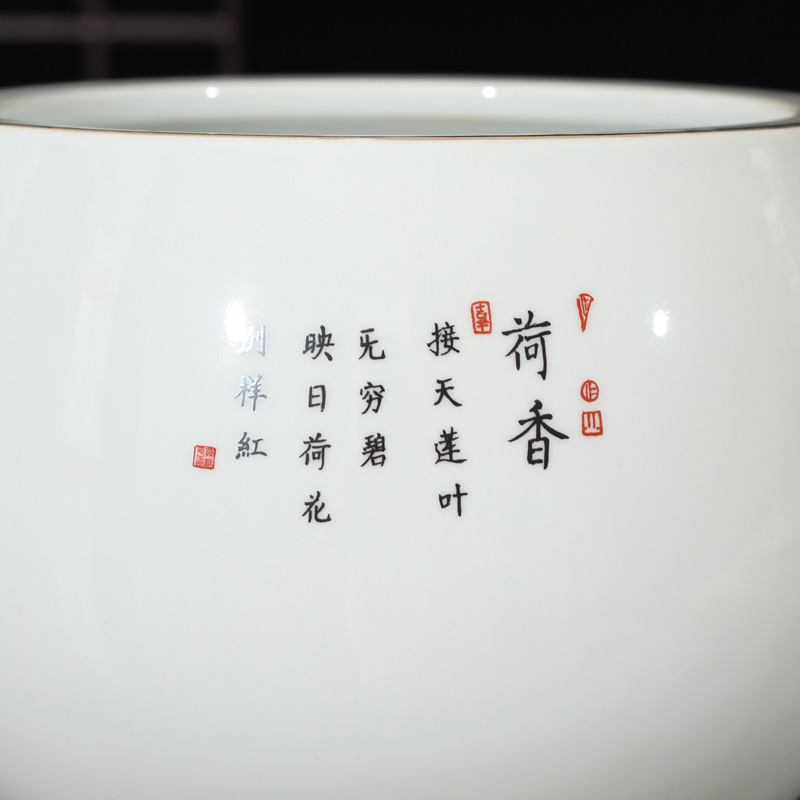 Jingdezhen porcelain color lotus writing brush washer from Jingdezhen porcelain porcelain lotus receive ceramic cylinder cylinder