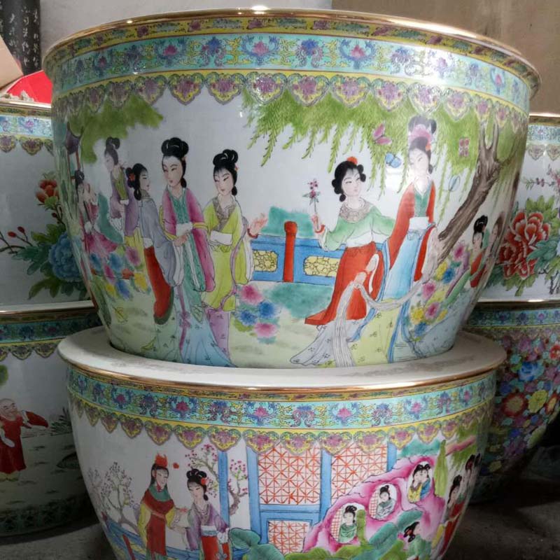 Jingdezhen hand - made figure baby play China VAT hand - made tong qu characters China VAT calligraphy and painting cylinder