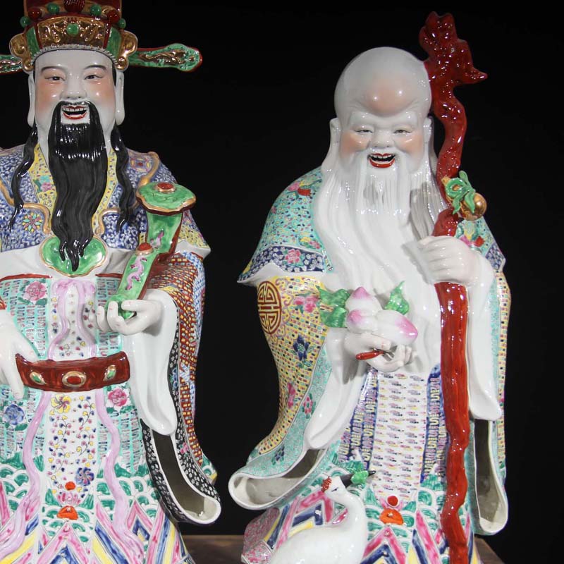 Jingdezhen high - grade hand - made porcelain samsung suit 1 meter high 97 cm, 60 cm70cm fu lu shou samsung furnishing articles