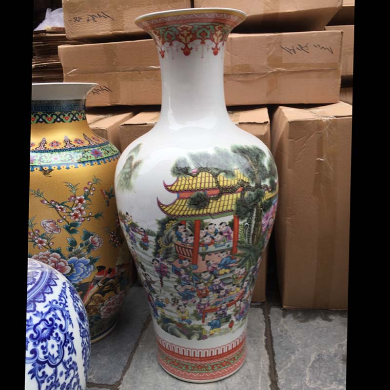 In jingdezhen, the peony design and color is 70 cm tall sitting room place vases, welcome feel affordable decorative vase