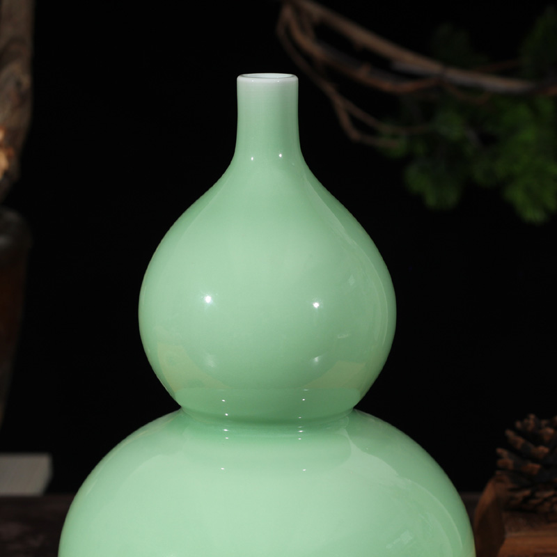 Glaze is contracted fashion decoration mesa gourd shape vase pure elegant celadon color color block display vase