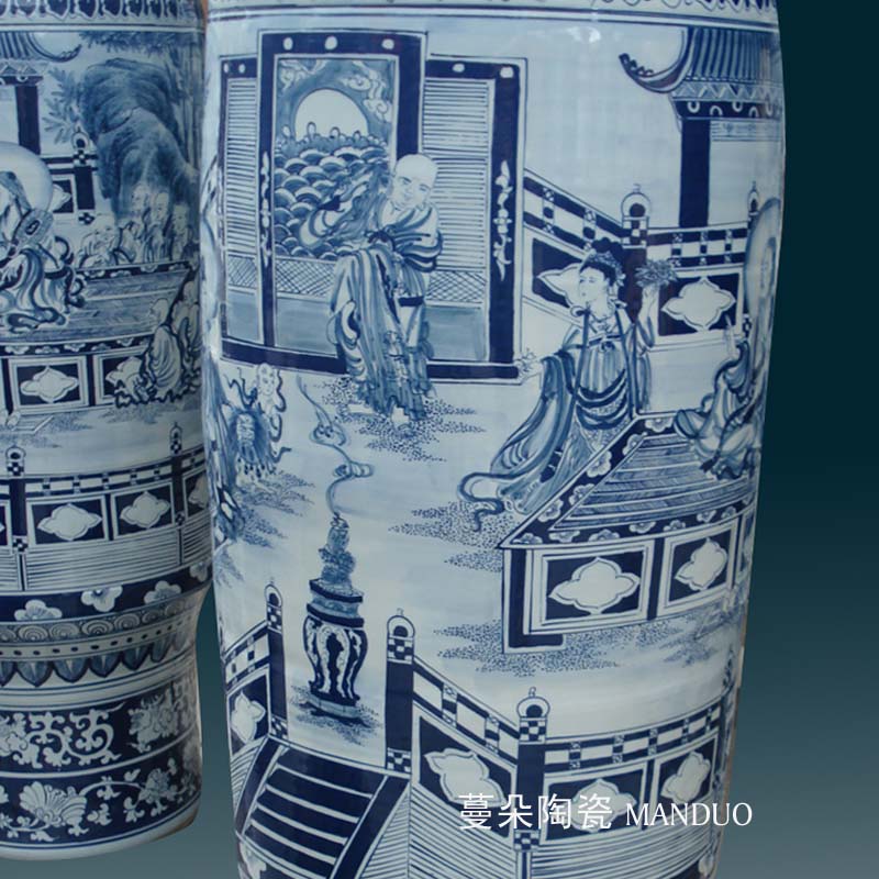 Jingdezhen hand - made fairy arhat figures 1.5 1.8 m landing big vase temple medallion display vase