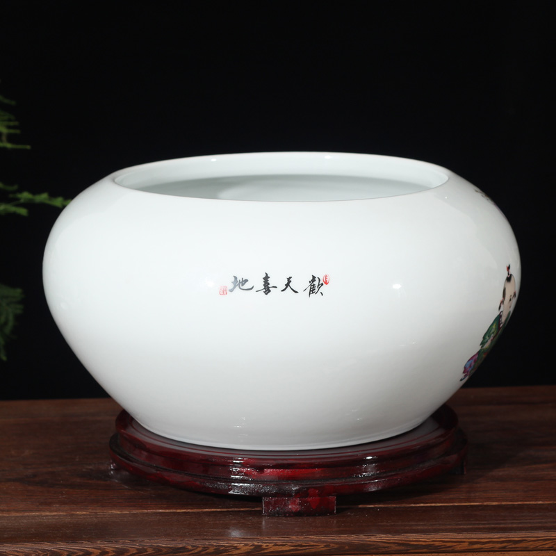 Jingdezhen lad tong qu writing brush washer drum Portland fashion beautiful porcelain ceramic porcelain tortoise goldfish bowl