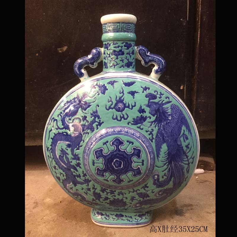 Jingdezhen blue and white dragon jintong flat bottles of imitation in porcelain vase bucket flat color porcelain longfeng classical flat bottles