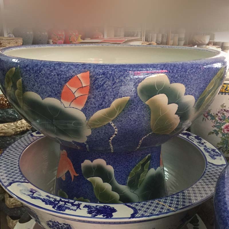 Ceramic porcelain high fashion beautiful goldfish goldfish aquarium lotus pond lily cylinder fish turtles cylinder