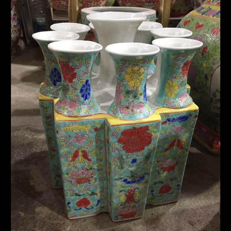 Jingdezhen landscape nine bottles of Jingdezhen hand - made the ensemble character decorative vases, antique vase