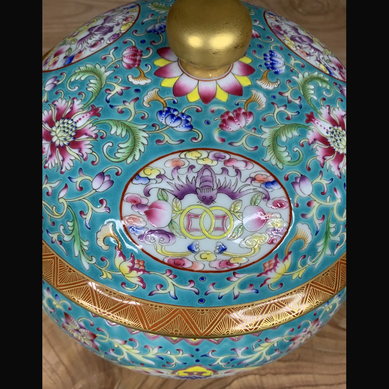 Jingdezhen hand - made pastel flowers cover pot of fine ceramic tea pot imitation up enameled flat cover tank