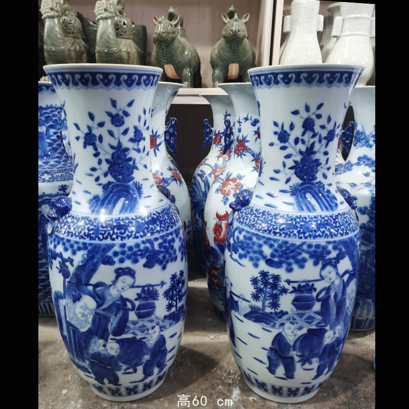 Three character big Joe cole beauty decorative vase jingdezhen hand draw up the mountain tiger tiger vase