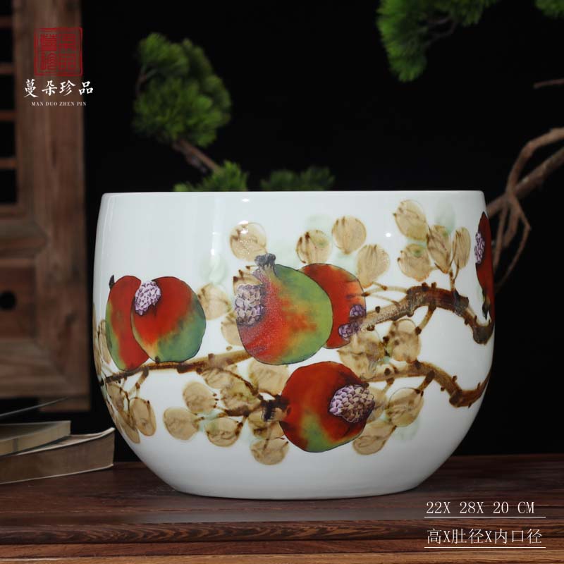 Jingdezhen display cylinder many children f pomegranate China writing brush washer move culture China writing brush washer summing up China