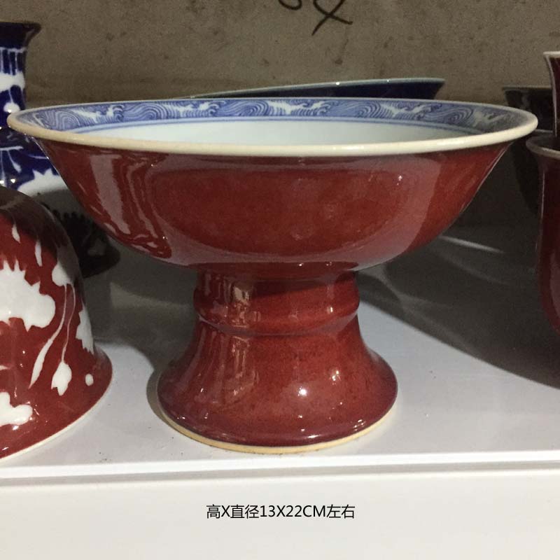 Jingdezhen red ruby red compote marriage articles for daily use ceramic elegant compote gift porcelain bowl