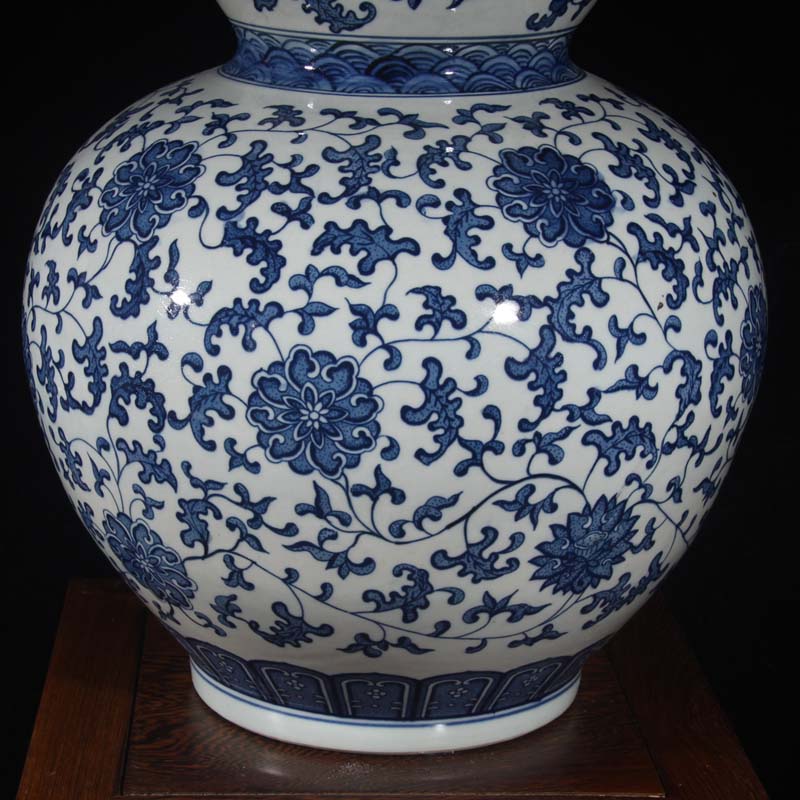 Jingdezhen hand - made bound lotus flower everyone gourd porcelain 50 to 60, 70 1 meter blue and white gourd vases