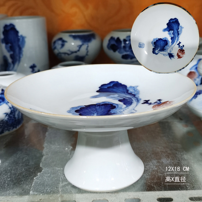 Jingdezhen hand - made 20 cm of of primitive simplicity compote Jingdezhen porcelain compote propitious grain porcelain bowl