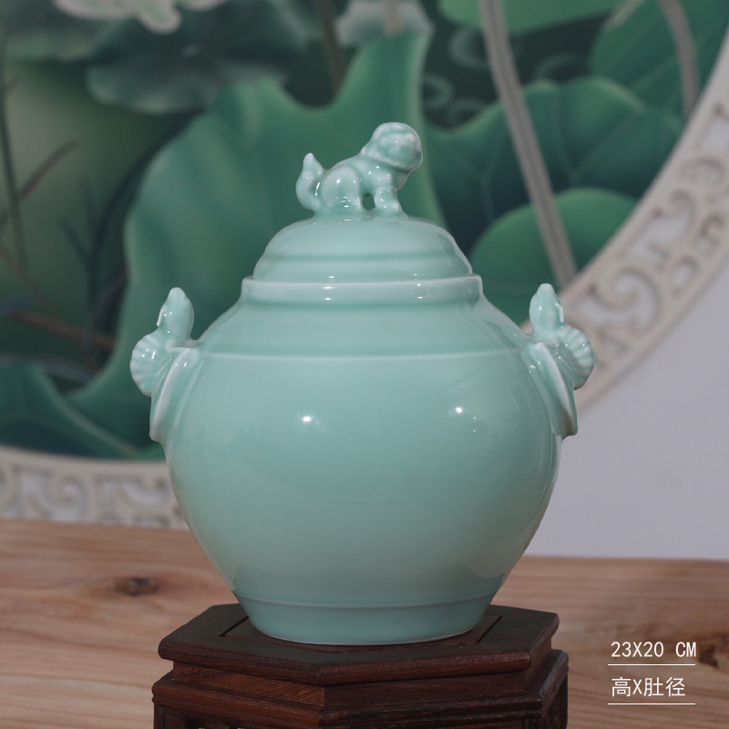 Boutique caddy fixings rich ancient frame decorous adornment celadon green cover eight as cans of Chinese classical furniture furnishing articles