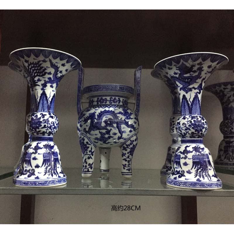 Jingdezhen 28 cm high five for temple buddhist temple consecrate five hand - made porcelain for gold glaze for five furnishing articles