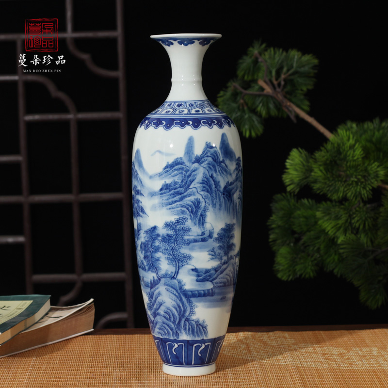 Jingdezhen hand - made scenery ears gift porcelain statute of high culture rich ancient frame boutique floret bottle furnishing articles