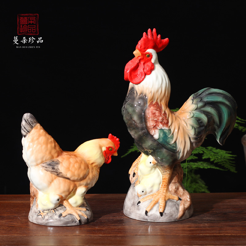 Jingdezhen ceramic rooster color porcelain rooster hen rooster furnishing articles auspicious rooster ceramic porcelain